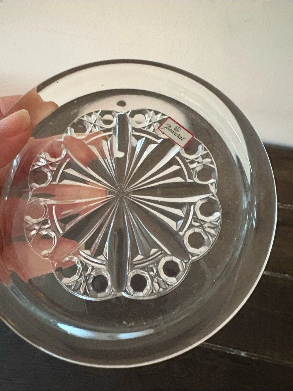 Baccarat Clear Crystal Wine Coaster with Starburst Cut